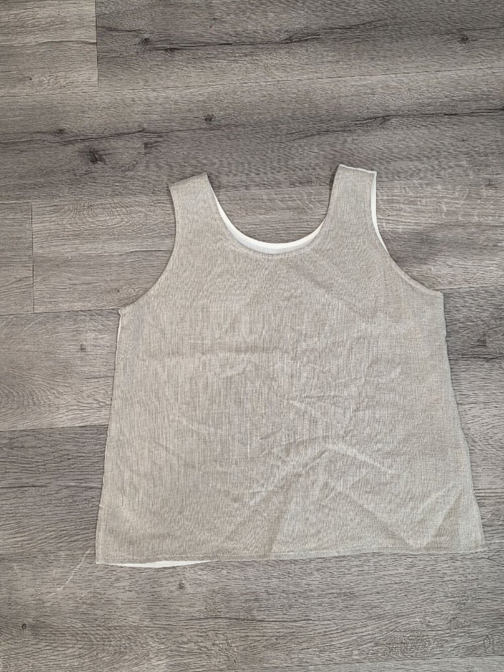 vintage Fridaze Beige & White Reversible Linen Tank Top Sleeveless Womens Size M
